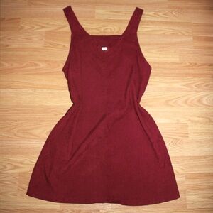 Burgundy Corduroy Overall Dress